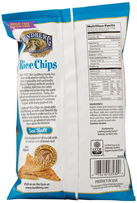 Lundberg Family Farms  Sea Salt Rice Chips  6 Oz