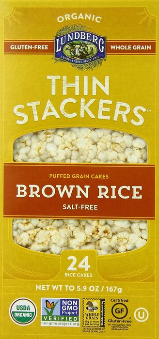 Lundberg Family Farms  Og2 Brown Rice Cake Salt Free Thin Stackers 6 Oz