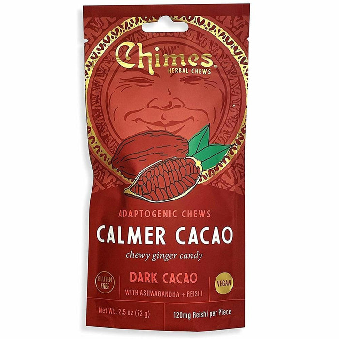 Chimes Calmer Cacao Adaptogen Ginger Chews Candy with Dark Cacao 2.5 oz