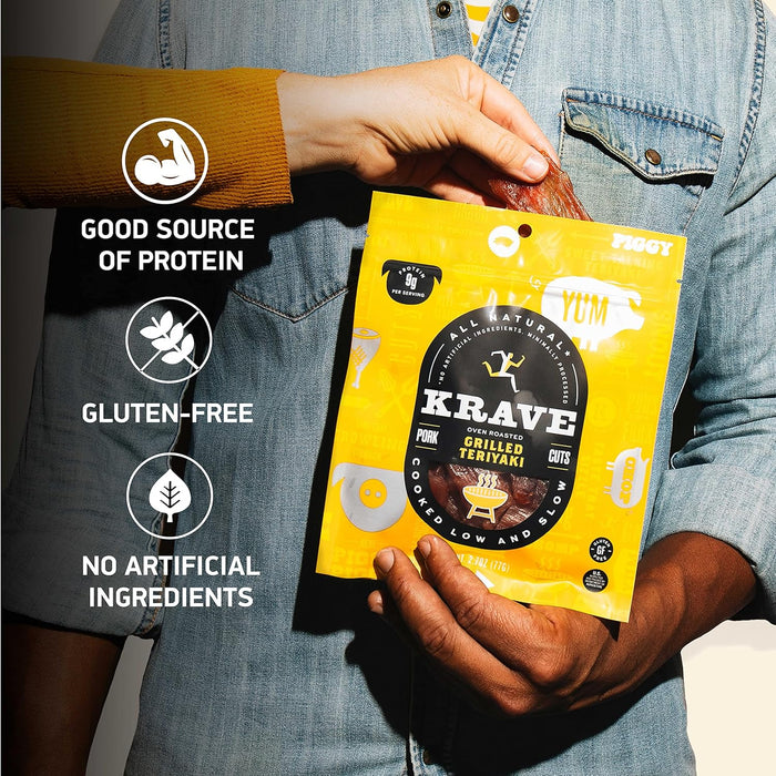 Krave Jerky Oven Roasted Grilled Teriyaki Pork Cuts 2.7 oz