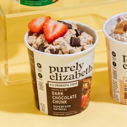 Purely Elizabeth  Superfood Oatmeal Cup Dark Chocolate Chunk Cup   1.76 Oz