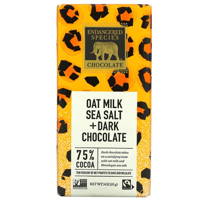 Endangered Species  Oat Milk And Sea Salt Dark Chocolate With 75 Percent Cocoa   3 Oz