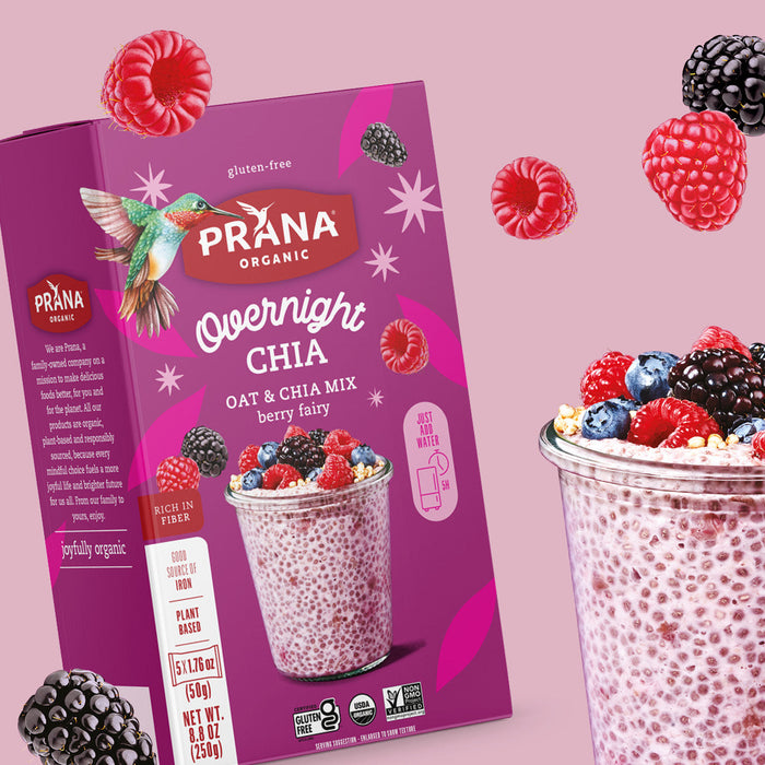 Prana  Organic Overnight Oat & Chia Mix Berry Fairy 8.8 OZ