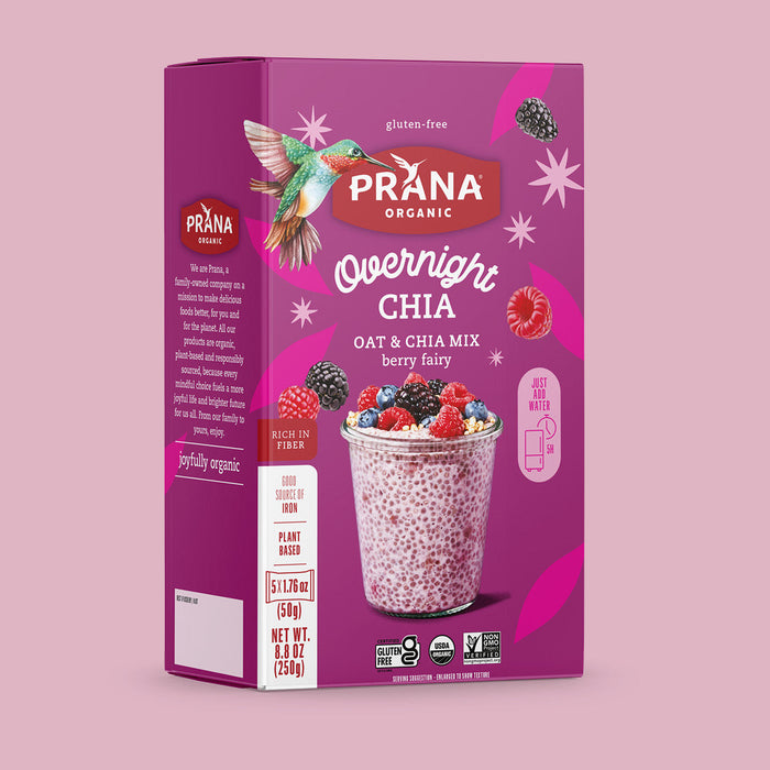 Prana  Organic Overnight Oat & Chia Mix Berry Fairy 8.8 OZ