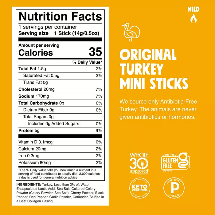 Chomps Mini Mild Original Turkey Sticks 3 oz