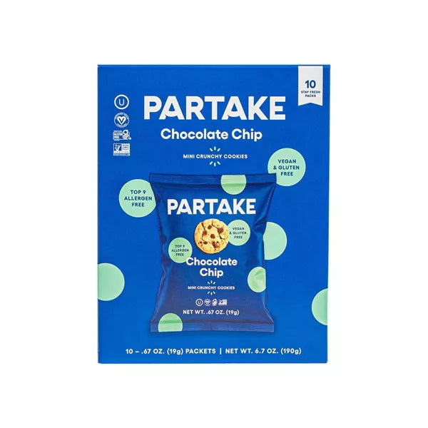 Partake Crunchy Mini Chocolate Chip Cookie Snack Packs 6.7oz