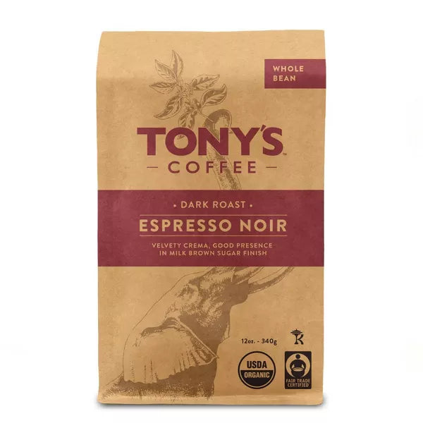 Tony`s Coffee  Espresso Noir Dark Roast Whole Bean   12 oz