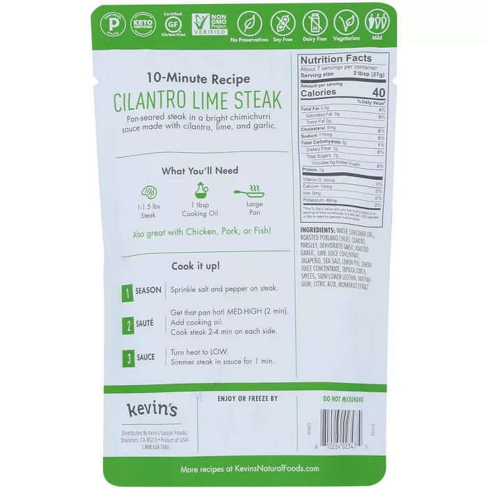 Kevin`s Natural Foods Cilantro Lime Sauce 7 oz