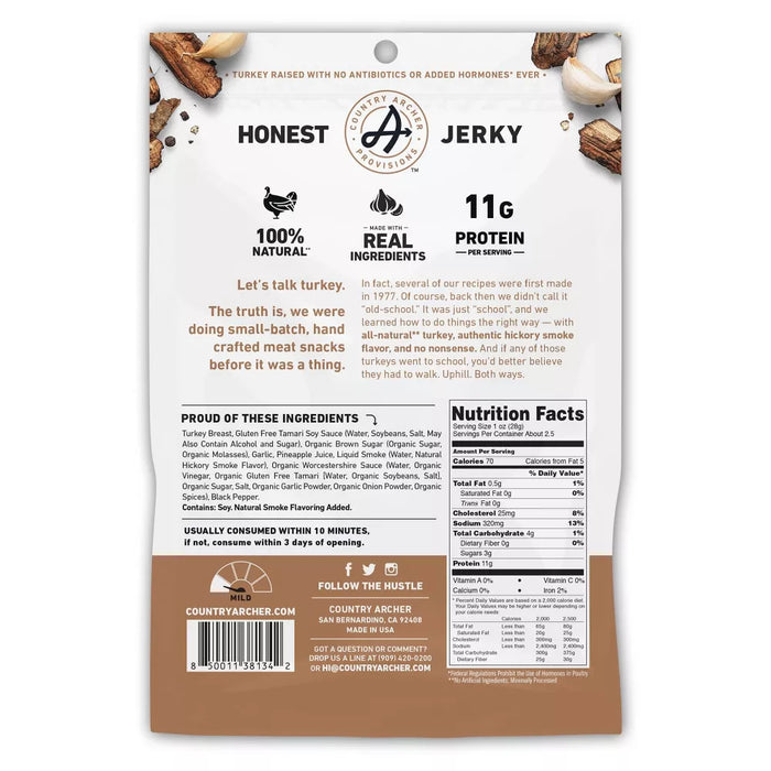 Country Archer Jerky Co. Hickory Smoked Jerky 2.5 oz