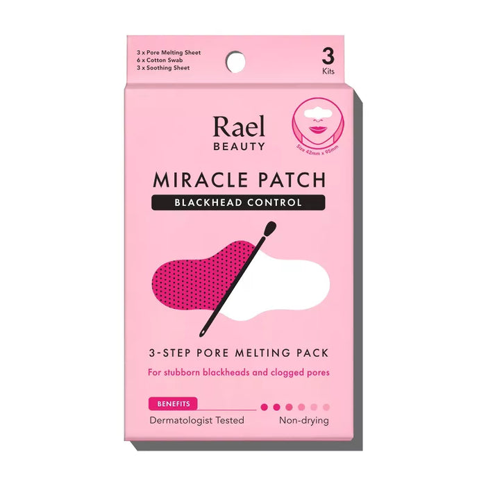 Rael Miracle Blackhead Control 3-Step Pore Melting Nose Strips Pack 3ct