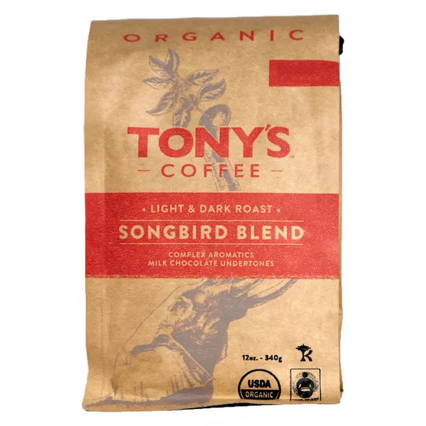 Tony`s Coffee  Songbird Blend Whole BeanMedium Roast   12 oz