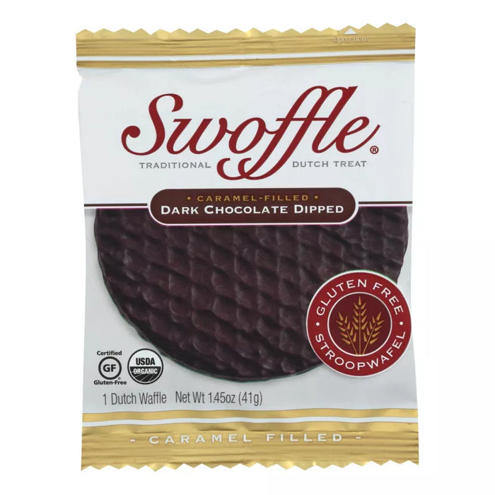 Swoffle  Caramel-Filled  Dark Chocolate Dipped Dutch Waffle  1.45 Oz