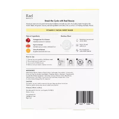 Rael Beauty Vitamin C Facial Sheet Mask 5ct/4.2oz
