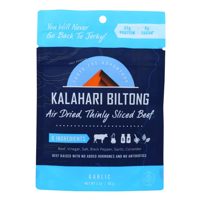 Kalahari Biltong Air Dried Sliced Beef Garlic Biltong 2 oz