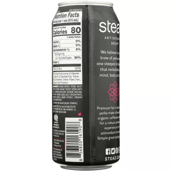 Steaz  Yerba Mate Berrytopia  16 Oz