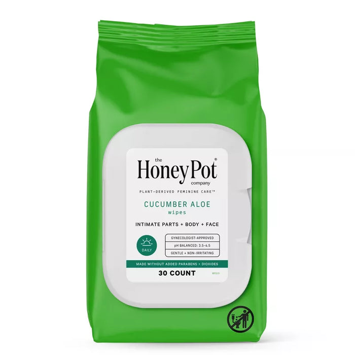 The Honey Pot Company Cucumber Aloe Feminine Cleansing Wipes 30ct