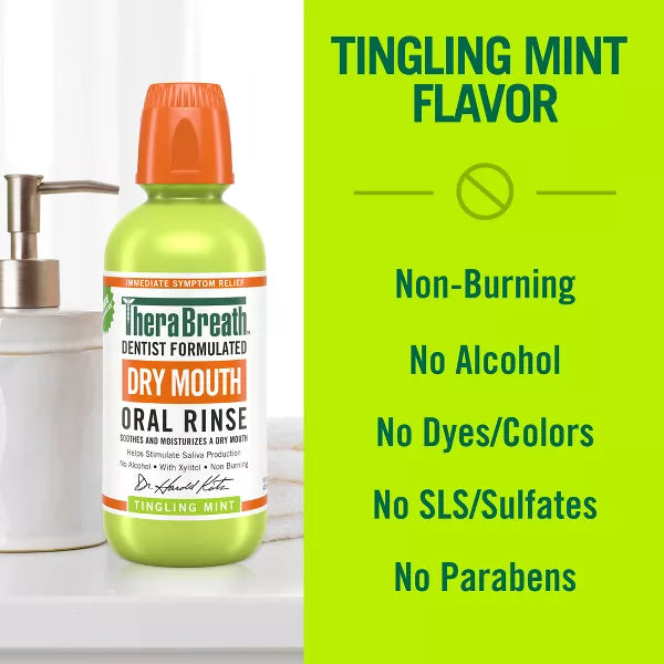 Therabreath  Dry Mouth Tingling Mint Oral Rinse Bottle  1 Each  16 Oz