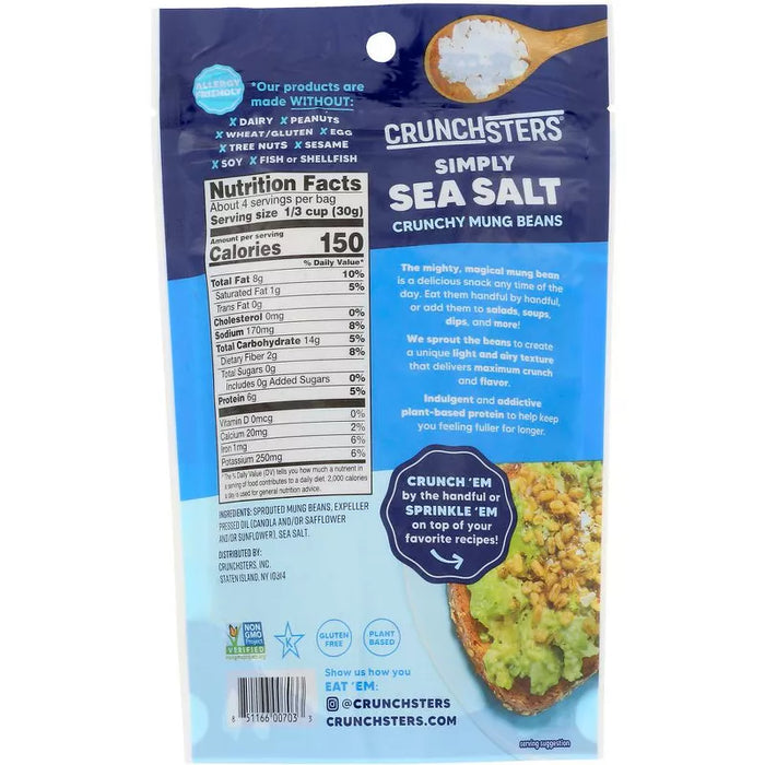 Crunchsters Sprouted Protein Snack Sea Salt 4 oz