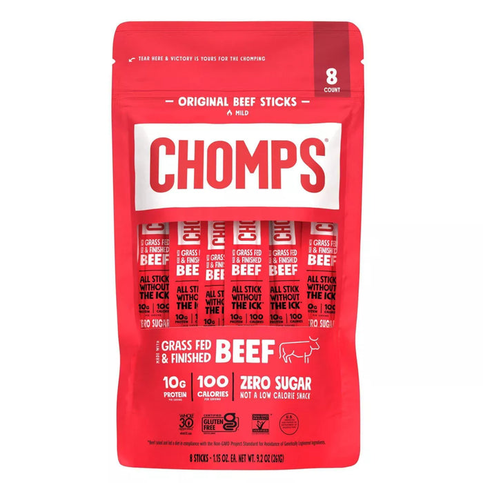 Chomps Original Beef Sticks Mild 8-1.15 oz Sticks 9.2 oz