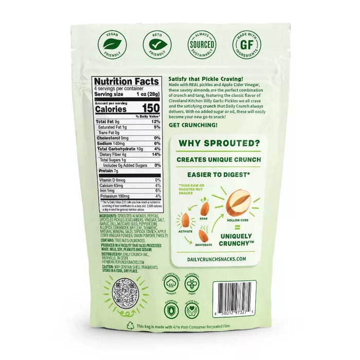 Daily Crunch Sprouted Almonds and Pepitas Dill Pickle Pouch 4 oz
