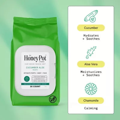 The Honey Pot Company Cucumber Aloe Feminine Cleansing Wipes 30ct