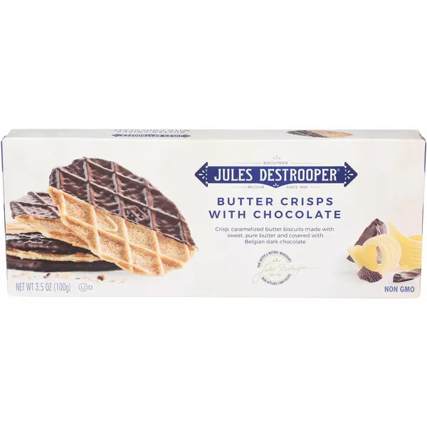 Jules Destrooper Crisps Butter Chocolate Dipped 3.5 oz