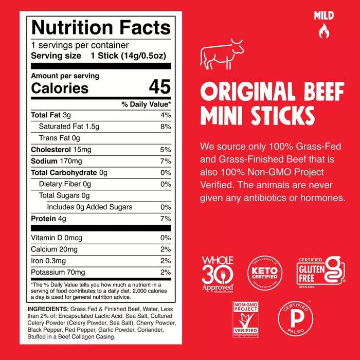 Chomps Mild Mini Sticks Original Beef Chomplings 6 Sticks 3 oz