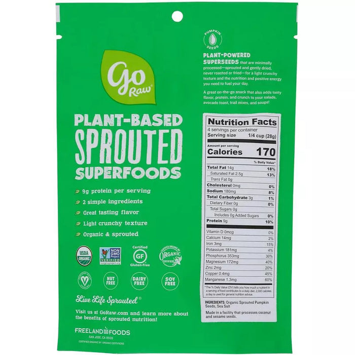 Go Raw Organic Sprouted Pumpkin Seeds With Sea Salt 4 oz