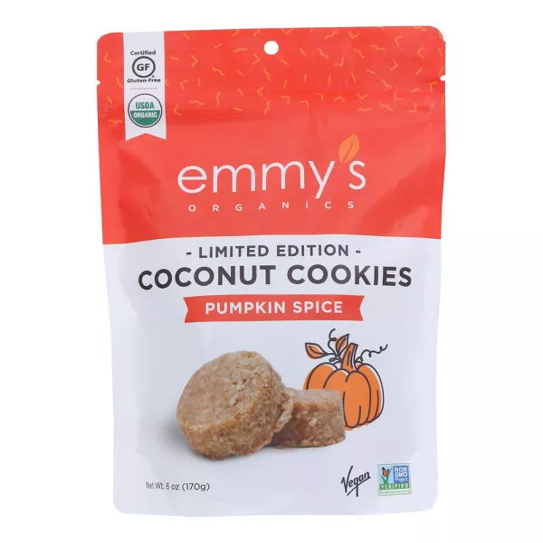 Emmys Organic Coconut Cookies Limited Edition Pumpkin Spice 6 Oz