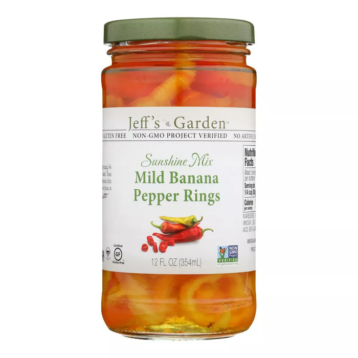 Jeff's Naturals Banana Pepper Mild Sliced 12 oz