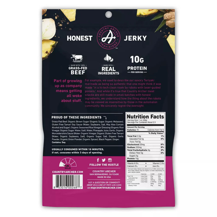 Country Archer Jerky Co. Jerky Beef Teriyaki 2.5 oz