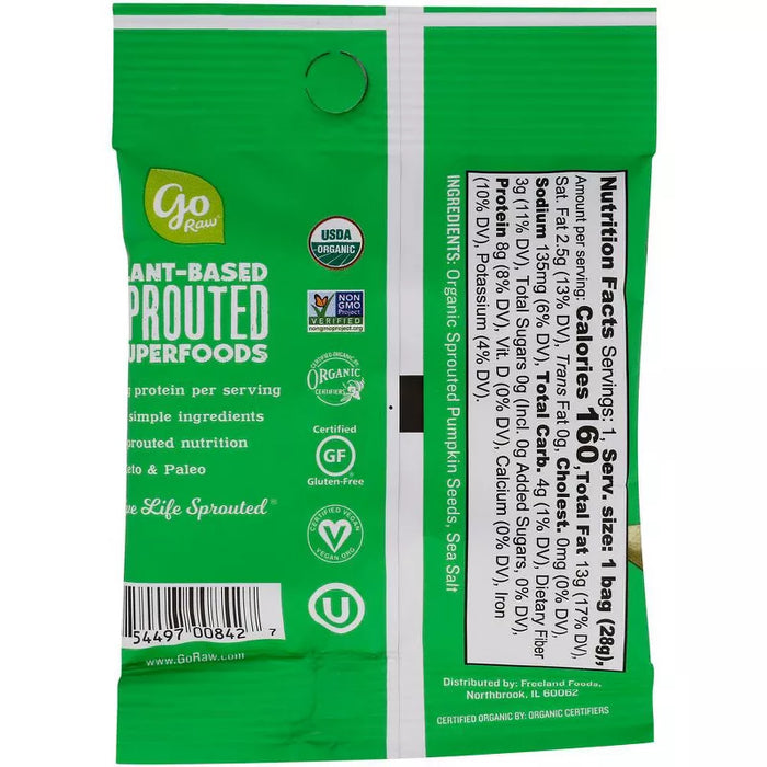 Go Raw Organic Sprouted Pumpkin Seeds With Sea Salt 1 oz