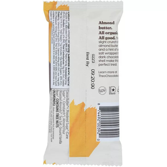 Theo Chocolate Organic Almond Butter Cups 55% Dark Chocolate 1.3 Oz