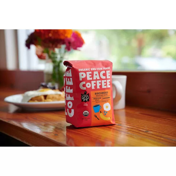 Peace Coffee  Organic Fair Trade Birchwood Blend Medium Roast Ground   12 oz