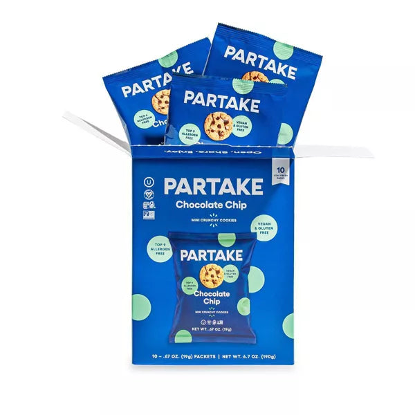 Partake Crunchy Mini Chocolate Chip Cookie Snack Packs 6.7oz