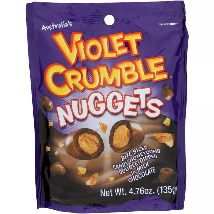 Violet Crumble Milk Chocolate Dipped Honeycomb Nuggets Bag 4.76 oz