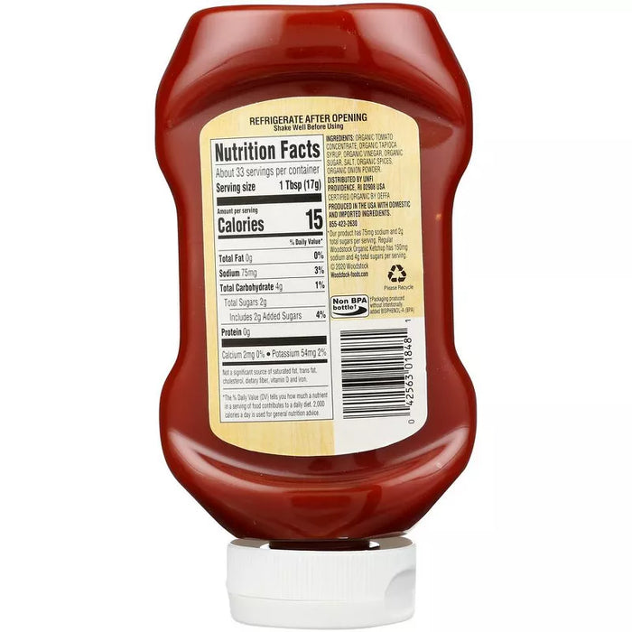 Woodstock Foods Organic Ketchup Less Sodium Sugar 19.5 oz