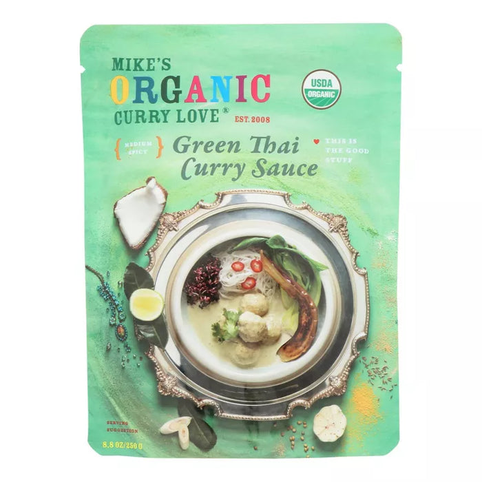 Mike`s Organic Curry Love Simmer Sauce Green Thai Small Box 8.8 oz