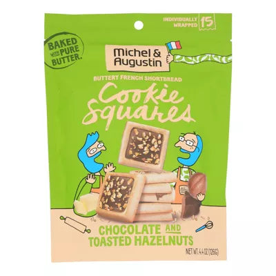 Michel Et Augustin  Cookie Chocolate Hazelnut 15 Squares  4.4 Oz
