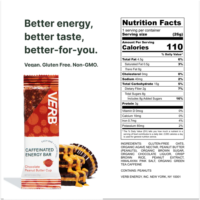 Verb Energy Energy Bar Choc Pbtr Cup 0.92 oz