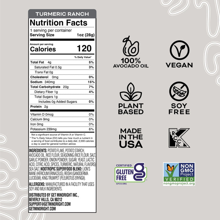 Mindright Turmeric Ranch Popped Chips 1 Oz