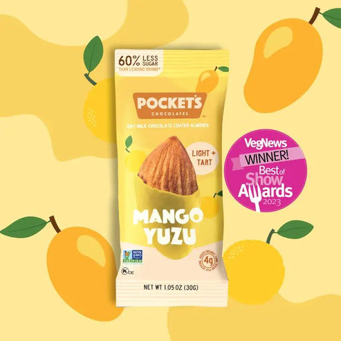 Pocket's Mango Yuzu Oat Milk Chocolate Covered Almonds 1.05 OZ
