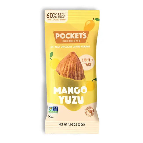 Pocket's Mango Yuzu Oat Milk Chocolate Covered Almonds 1.05 OZ