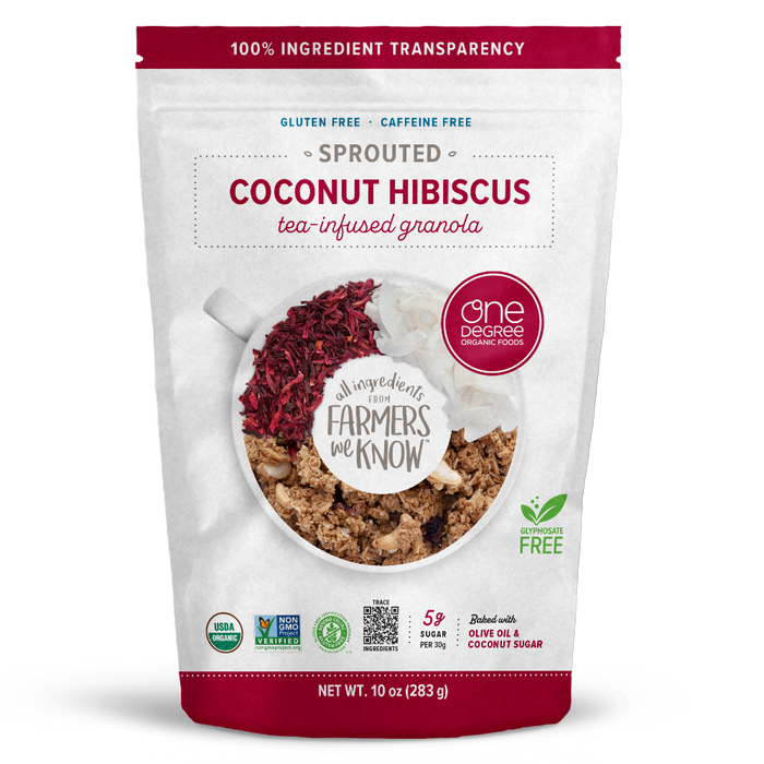 One Degree Organic Foods Granola Sprouted Coconut Hibiscus Tea-Infused 10 OZ