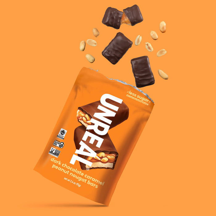 Unreal  Dark Chocolate Caramel Peanut Nougat   3.4 Oz