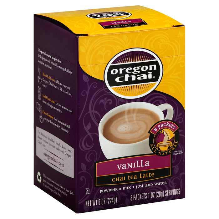 Oregon Chai  Vanilla Chai Tea Latte Dry Mix Box  8 Ct