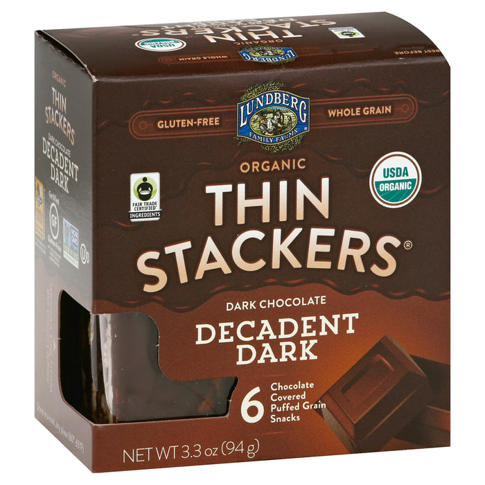 Lundberg Family Farms  Og2 Thin Stackers Decadent Dark Chocolate 3.3 Oz