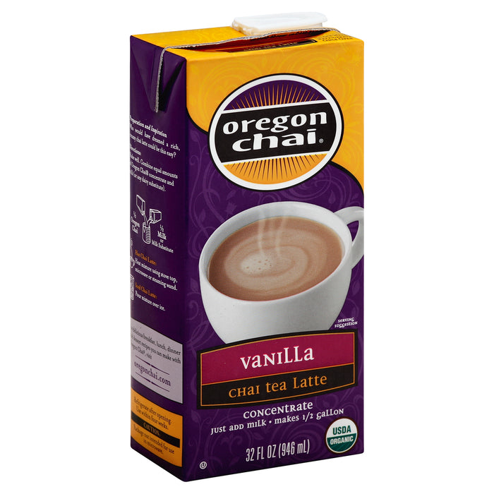 Oregon Chai Vanilla Chai Tea Latte Liquid Concentrate Carton 32 Fl Oz