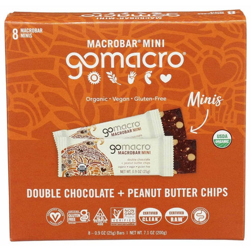 Gomacro  Organic Macrobar Mini Double Chocolate Peanut Butter Chip   7.1 Oz