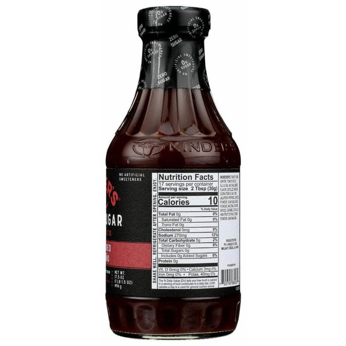 Kinder`s Zero Sugar Smoked Red Jalapeno Barbeque Sauce 17.5 oz